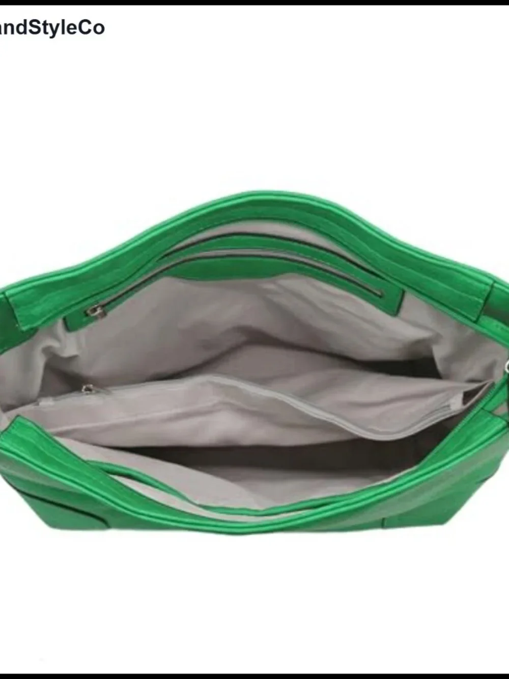 Faux Leather Hobo Shoulder Bag Silver Tone Hardware Zipper